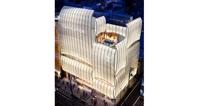 Louis Vuitton's flagship Osaka store covered in curving glass sails